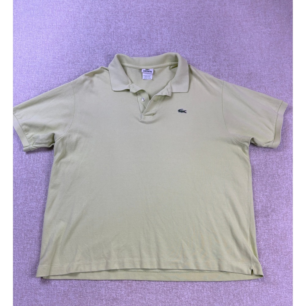 Lacoste Mens Light Lime Green Pique Cotton Short Sleeve Polo Shirt Size 8 5191L